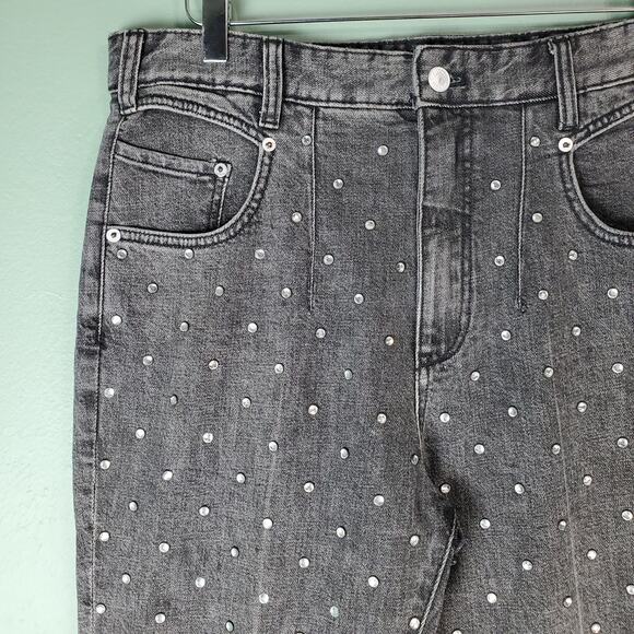 Anthropologie Pilcro Womens Crystal Beaded High-Rise Slim Straight Jeans Size 30 - Picture 6 of 9